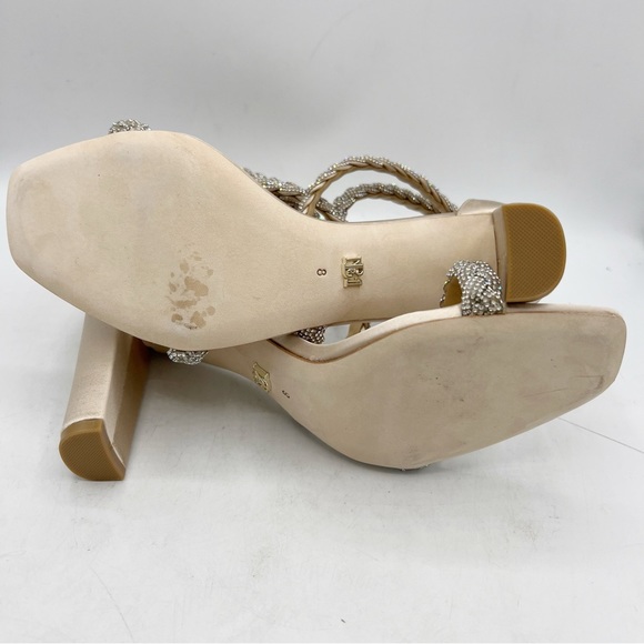 Badgley Mischka Women's Fenix Heeled Sandal Nude Satin, Size 8 - Picture 9 of 12
